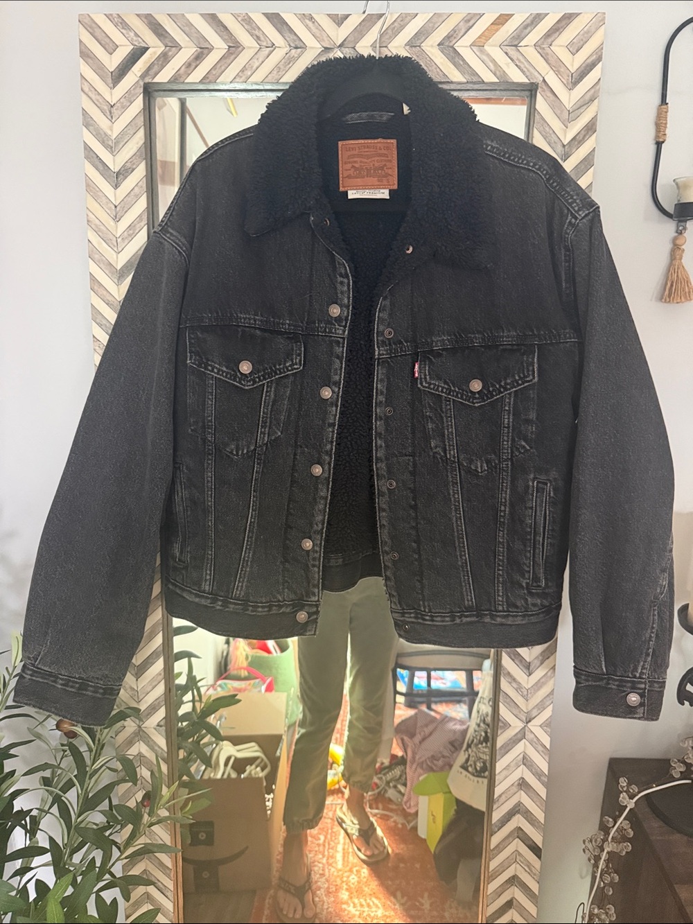 Levi's Black Sherpa Collar Denim Jacket - Men's